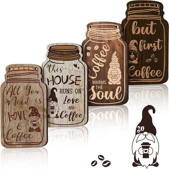 Set of 4 Coffee Wooden Hanging Signs - Picture 8 of 9